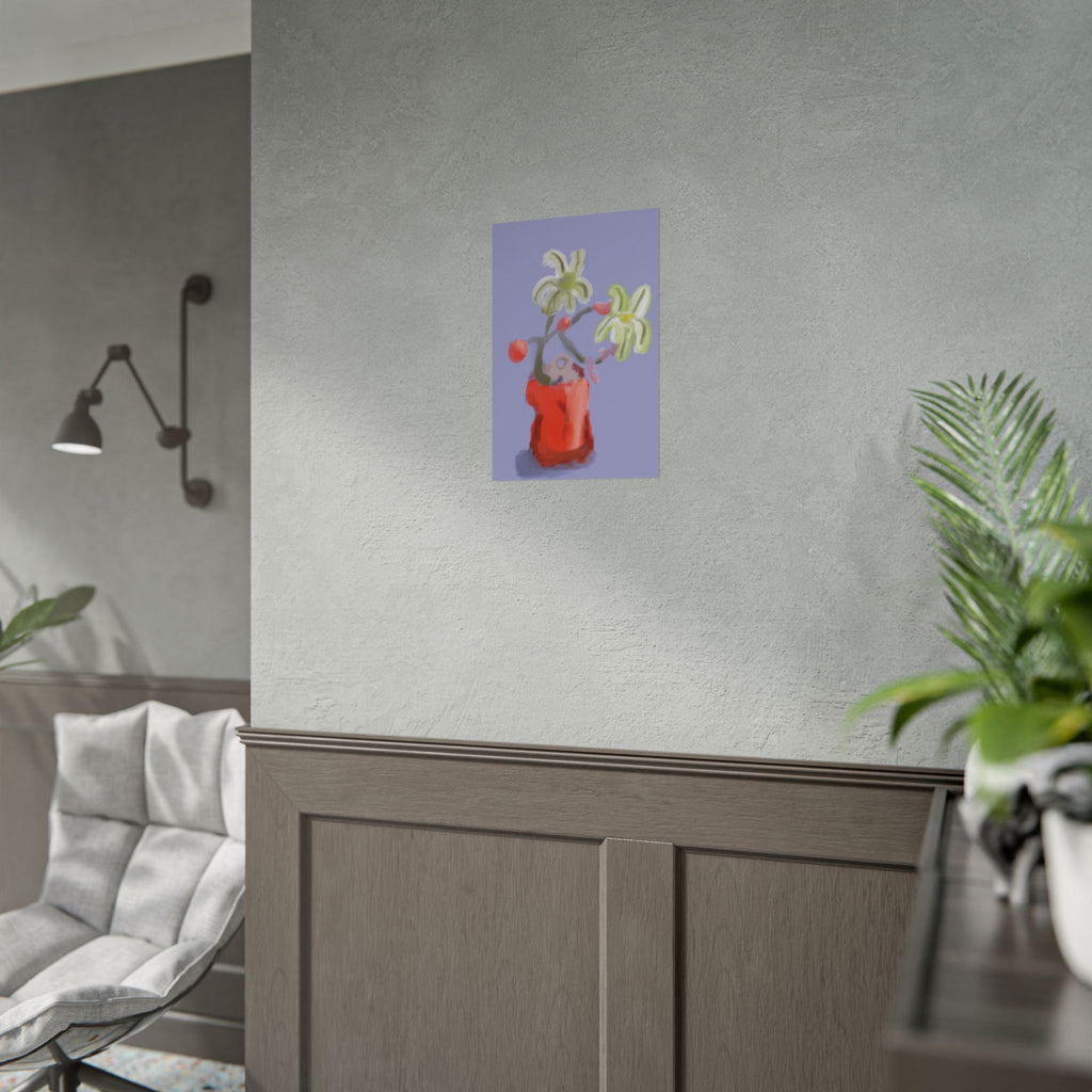 Abstract Floral Poster — Red Vase Still Life Art Print