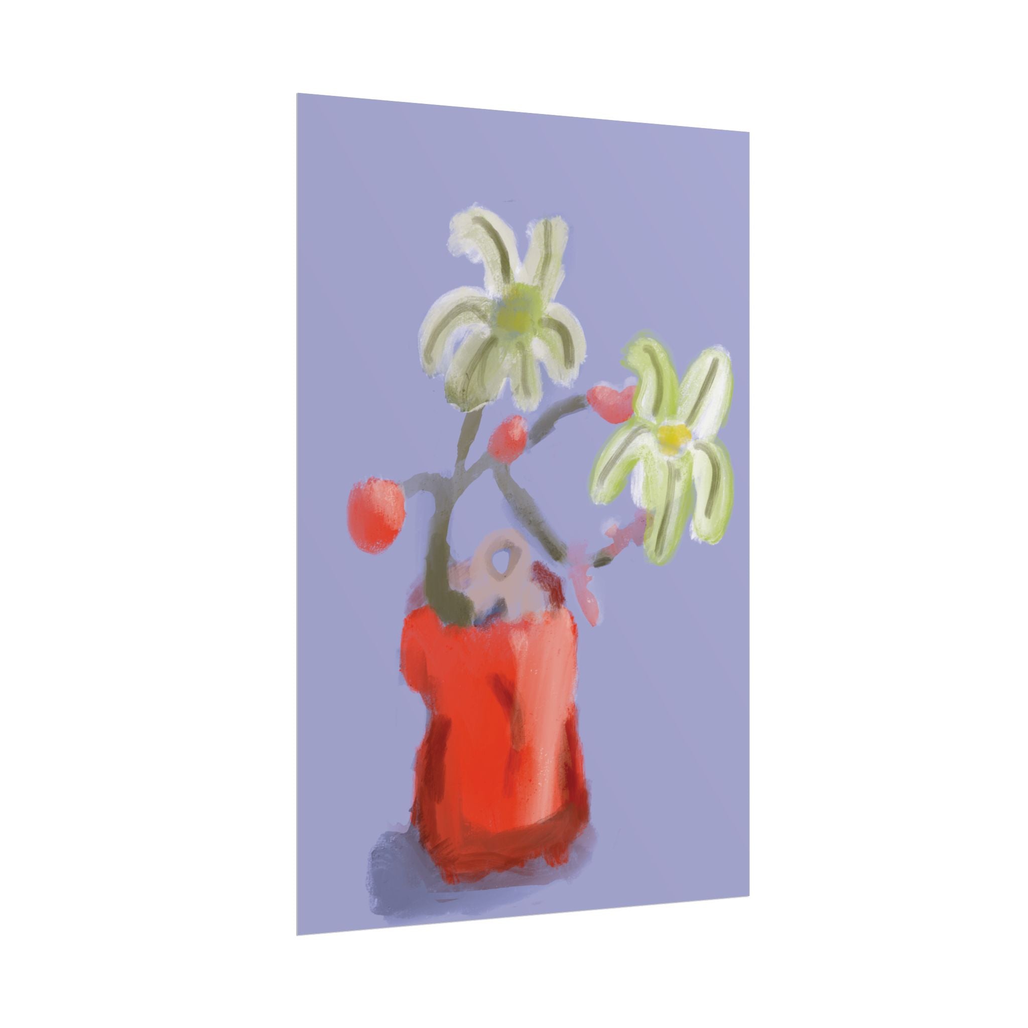 Abstract Floral Poster — Red Vase Still Life Art Print