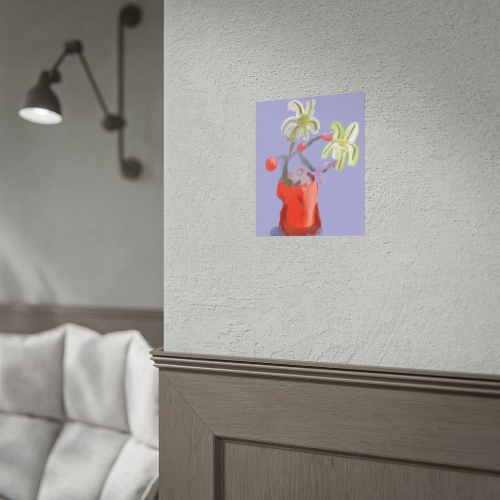 Abstract Floral Poster — Red Vase Still Life Art Print