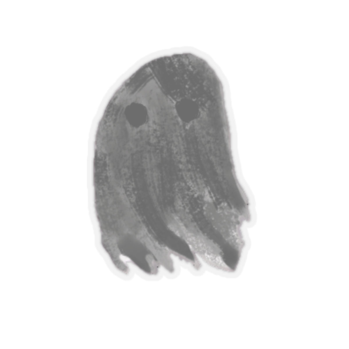 Friendly Phantom Kiss-Cut Sticker, Spooky Halloween Decor, Cute Grey Ghost Decals, Laptop Stickers, Paranormal Sticker Set, Planner Stickers