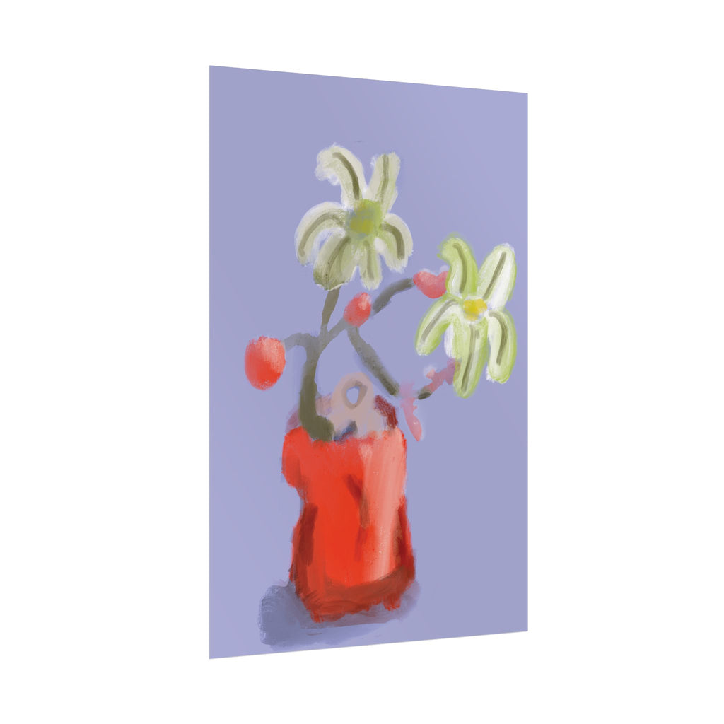 Abstract Floral Poster — Red Vase Still Life Art Print