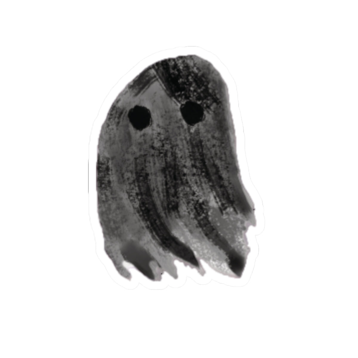 Friendly Phantom Kiss-Cut Sticker, Spooky Halloween Decor, Cute Grey Ghost Decals, Laptop Stickers, Paranormal Sticker Set, Planner Stickers