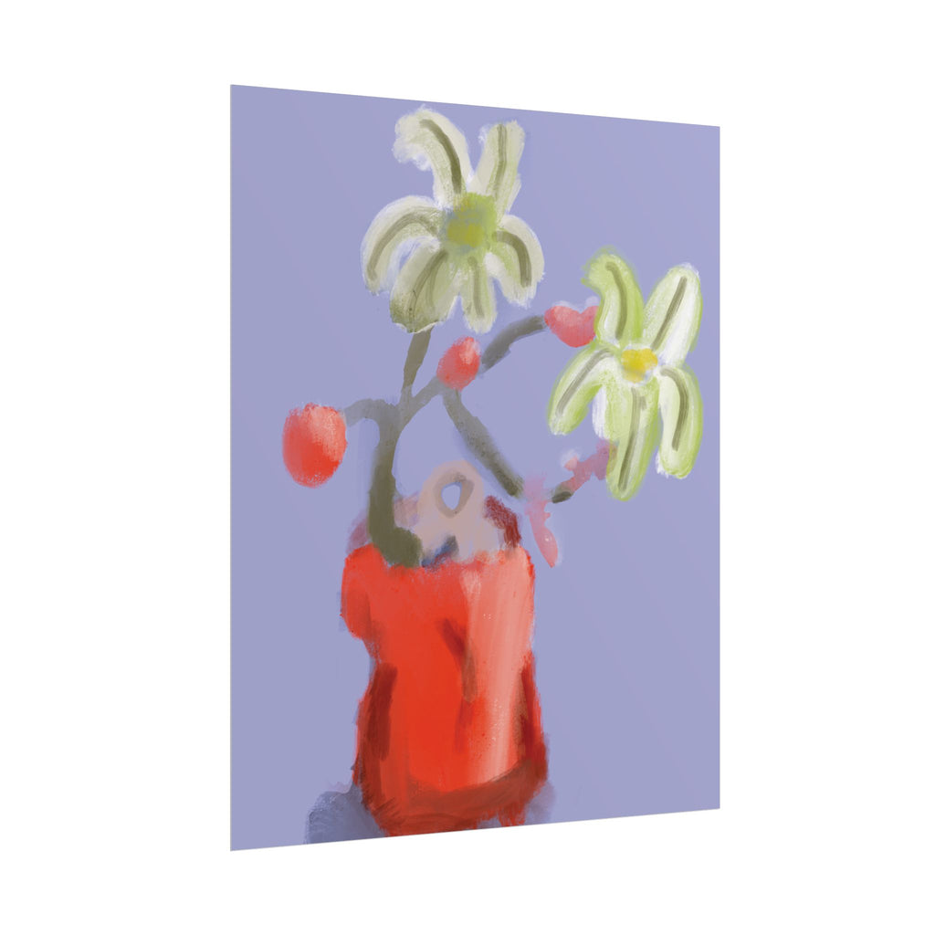 Abstract Floral Poster — Red Vase Still Life Art Print