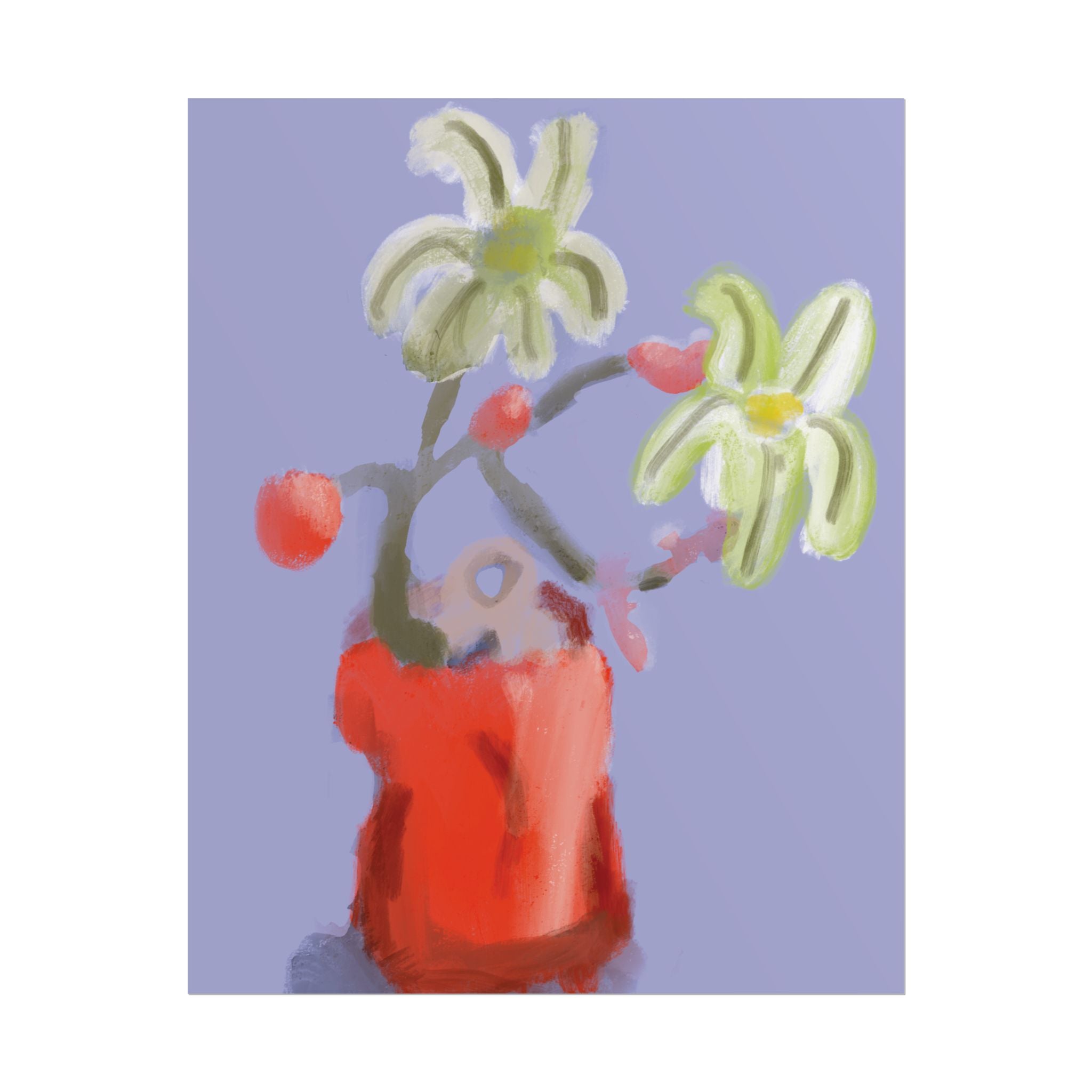 Abstract Floral Poster — Red Vase Still Life Art Print