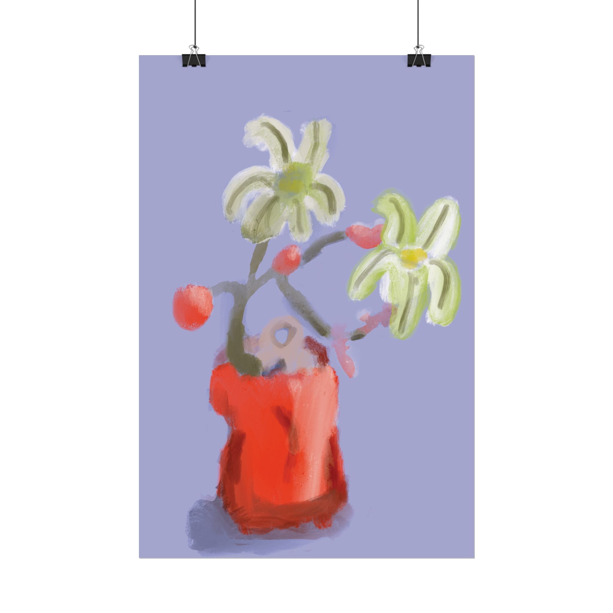 Abstract Floral Poster — Red Vase Still Life Art Print